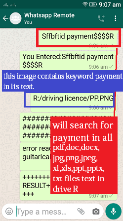 Searchforfilebyfiletextindrive command, whatsapp cloud remote